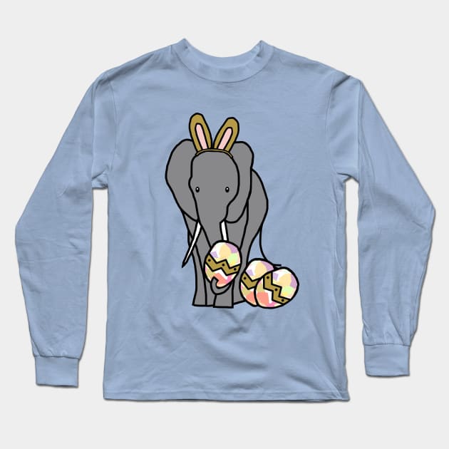 Funny Easter Bunny Ears on an Elephant Long Sleeve T-Shirt by ellenhenryart